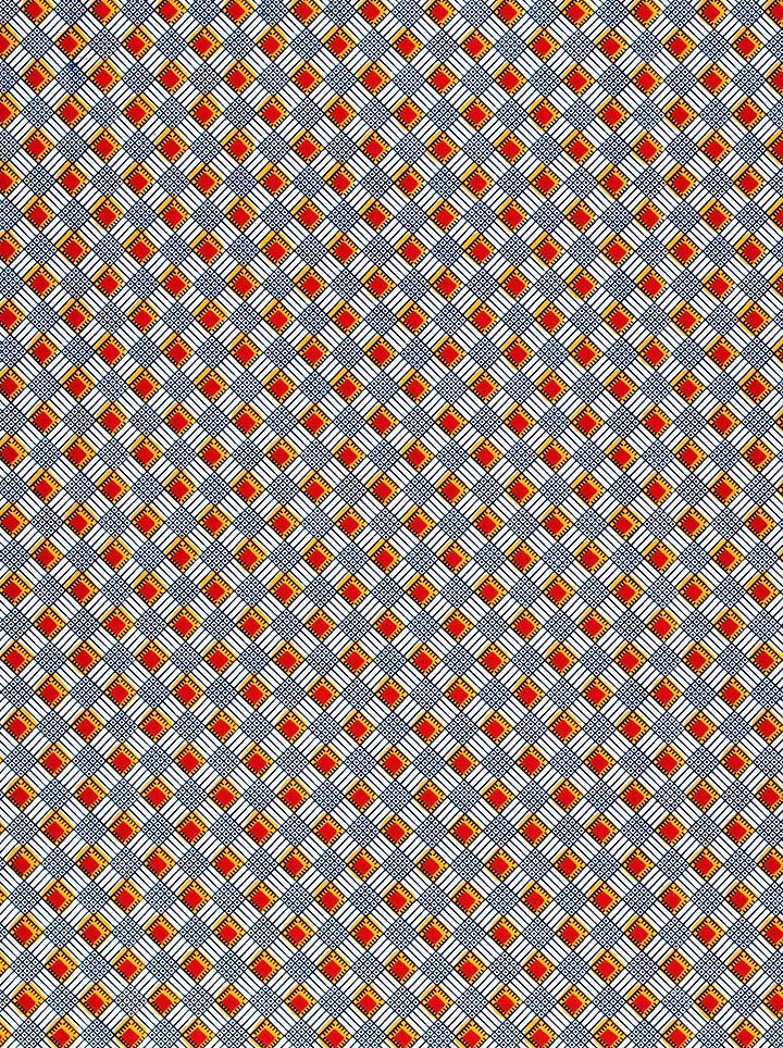 Red gold diamond-patterned fabric blue-gray wax hollandais vl02316.105