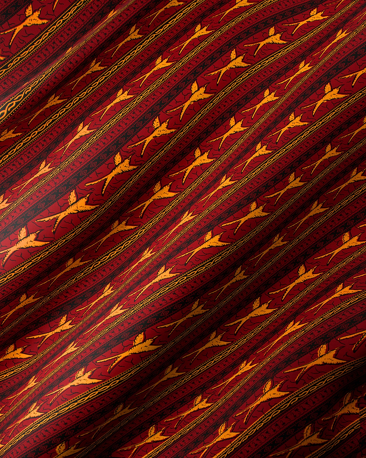 Rich crimson fabric pattern golden wax hollandais vl02481.056