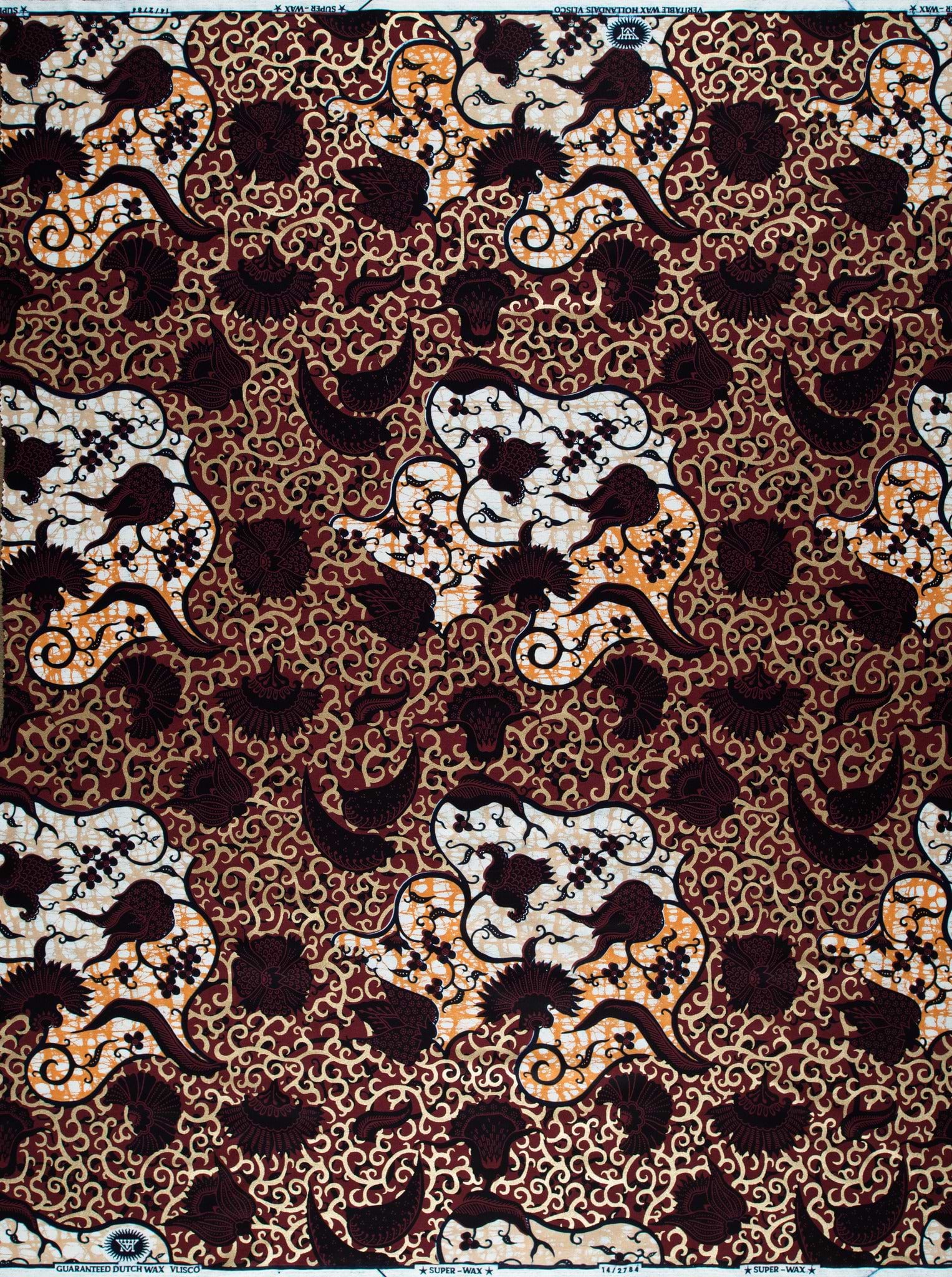 Rich maroon fabric intricate white super-wax vl02784.021