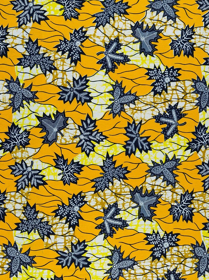Vibrant yellow fabric bold black super-wax vl02786.042