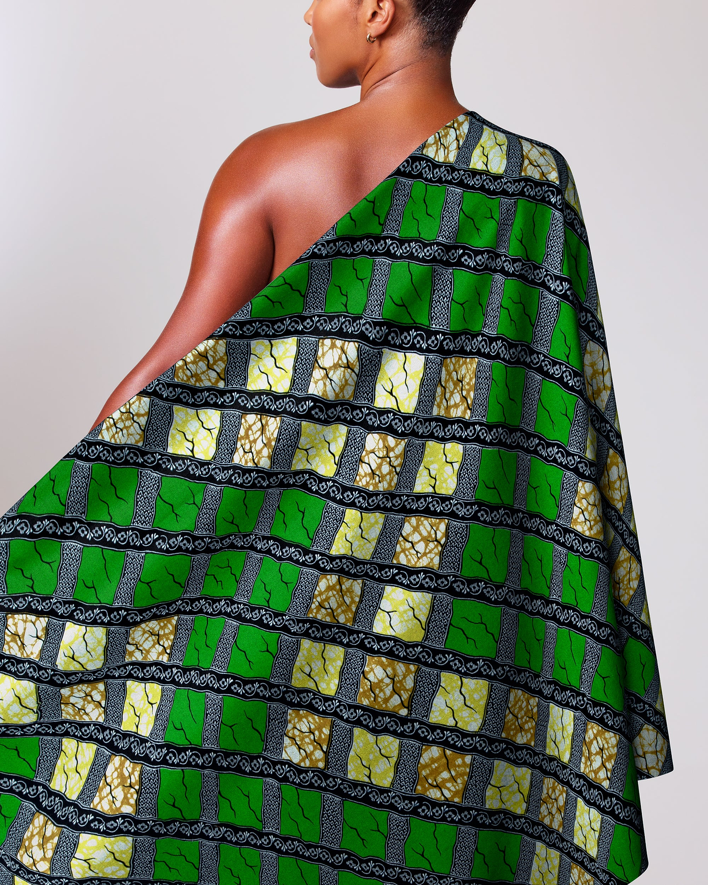 Vibrant green yellow patterned one-shoulder super-wax vl02788.299