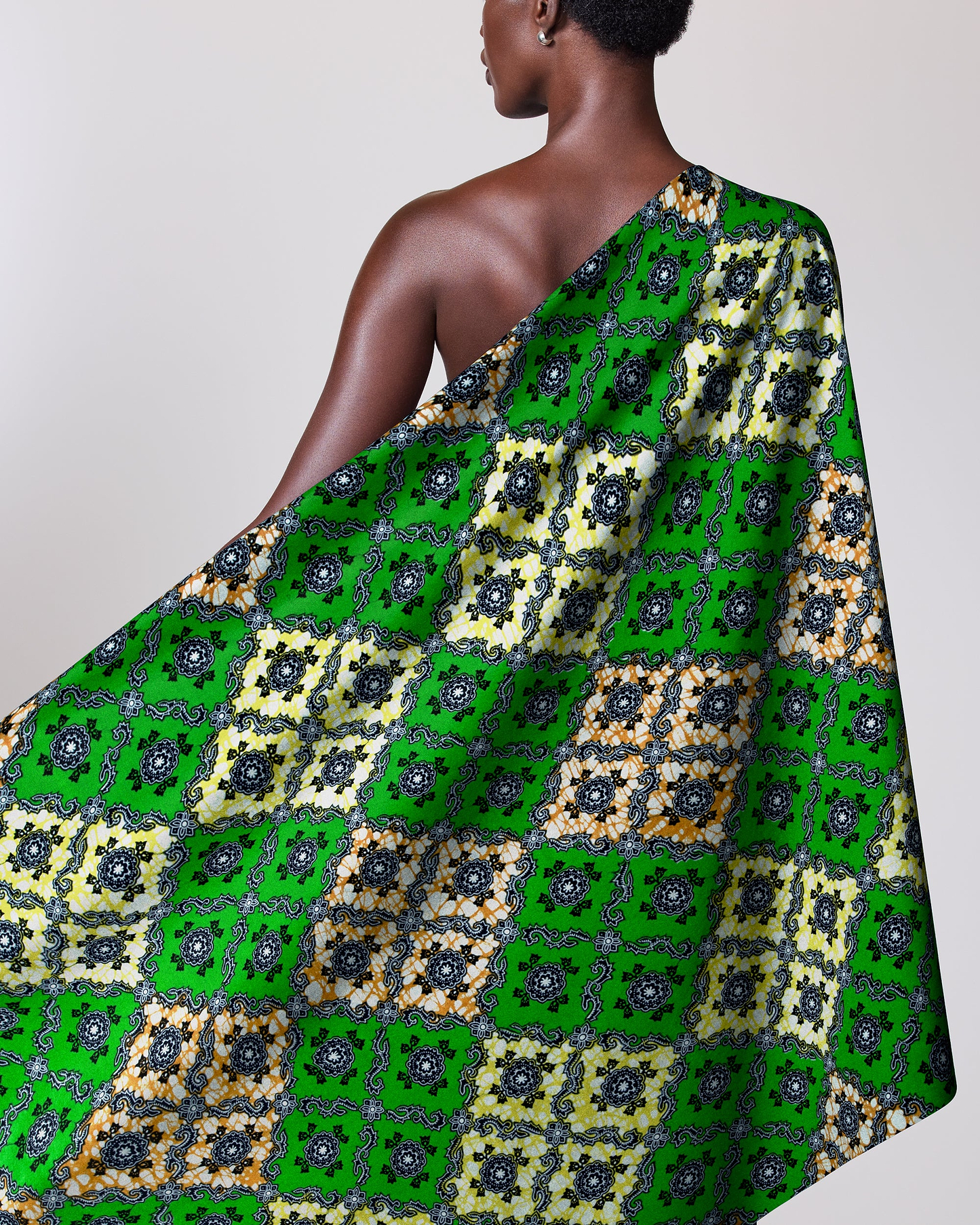 Vibrant green cream patterned fabric super-wax vl02789.240