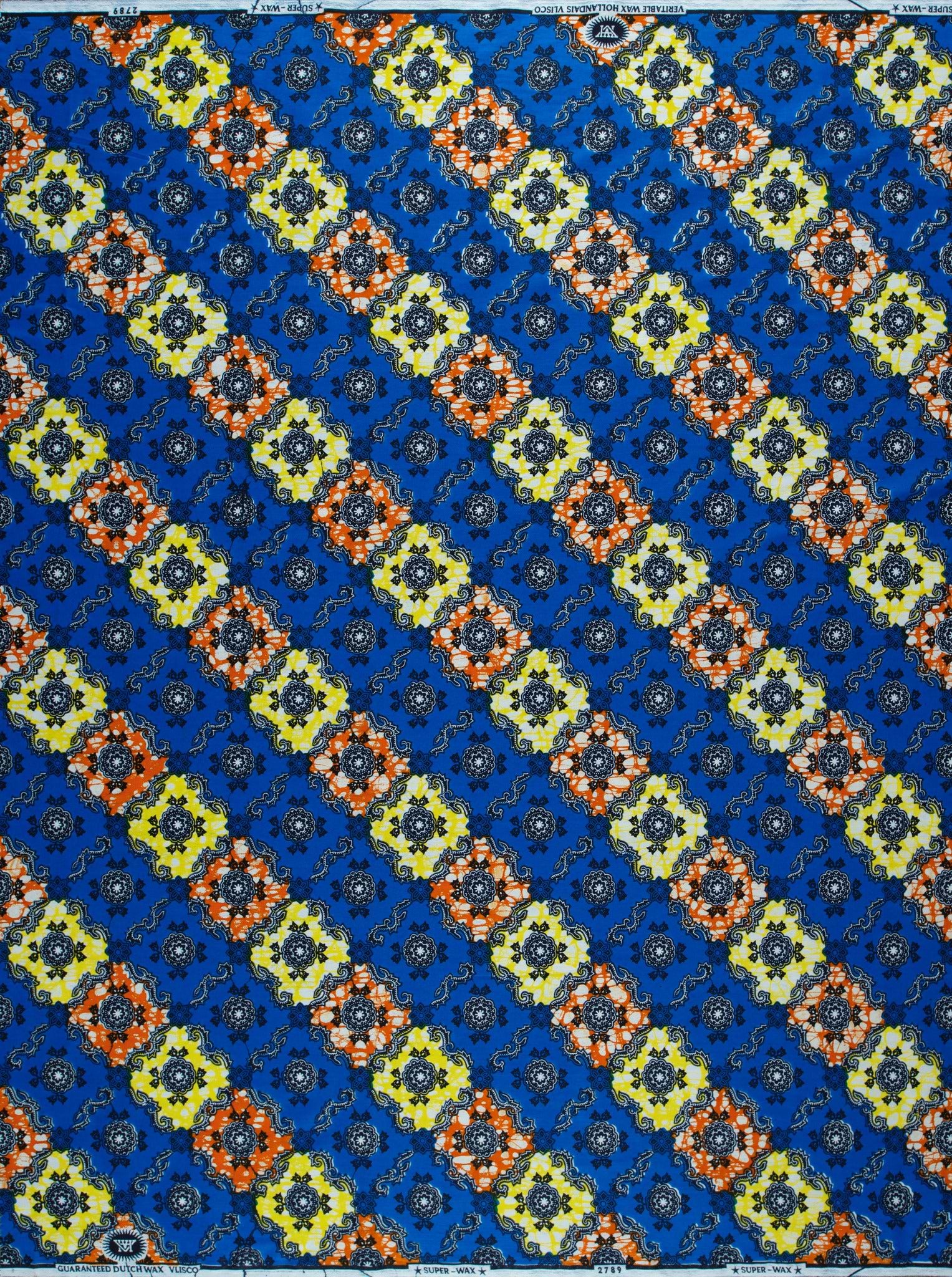 Vibrant blue african print fabric super-wax vl02789.242