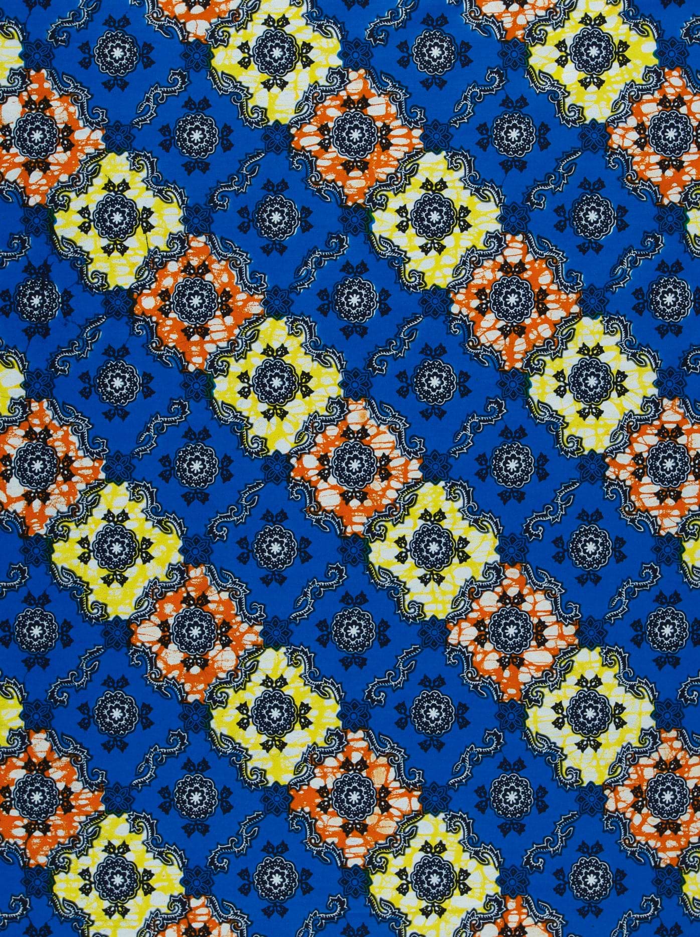 Vibrant blue fabric pattern orange super-wax vl02789.242
