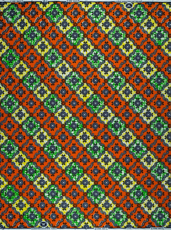 Vibrant orange green yellow geometric-patterned super-wax vl02789.270