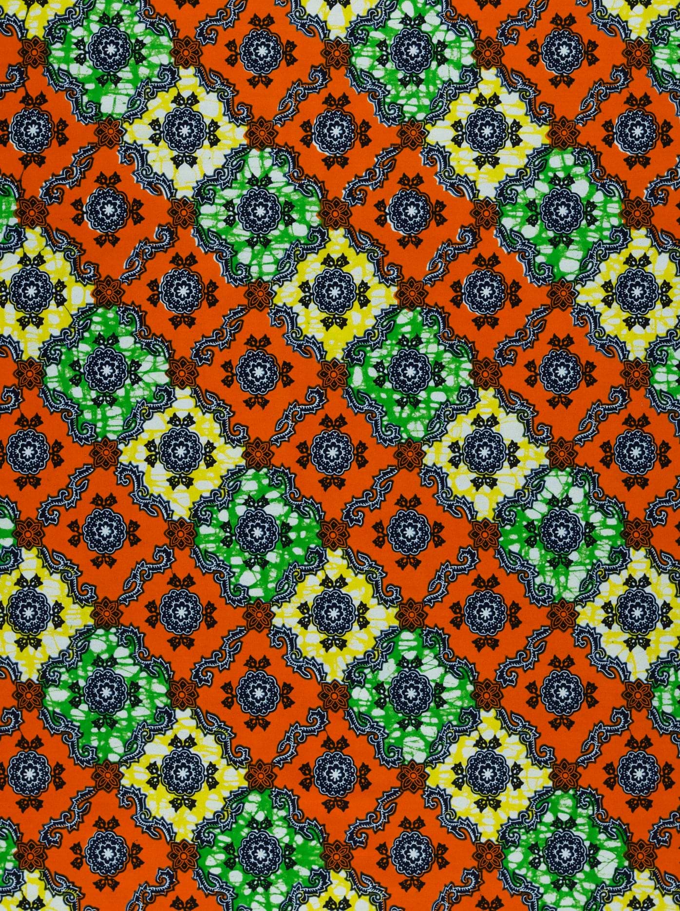 Vibrant orange green yellow patterned super-wax vl02789.270
