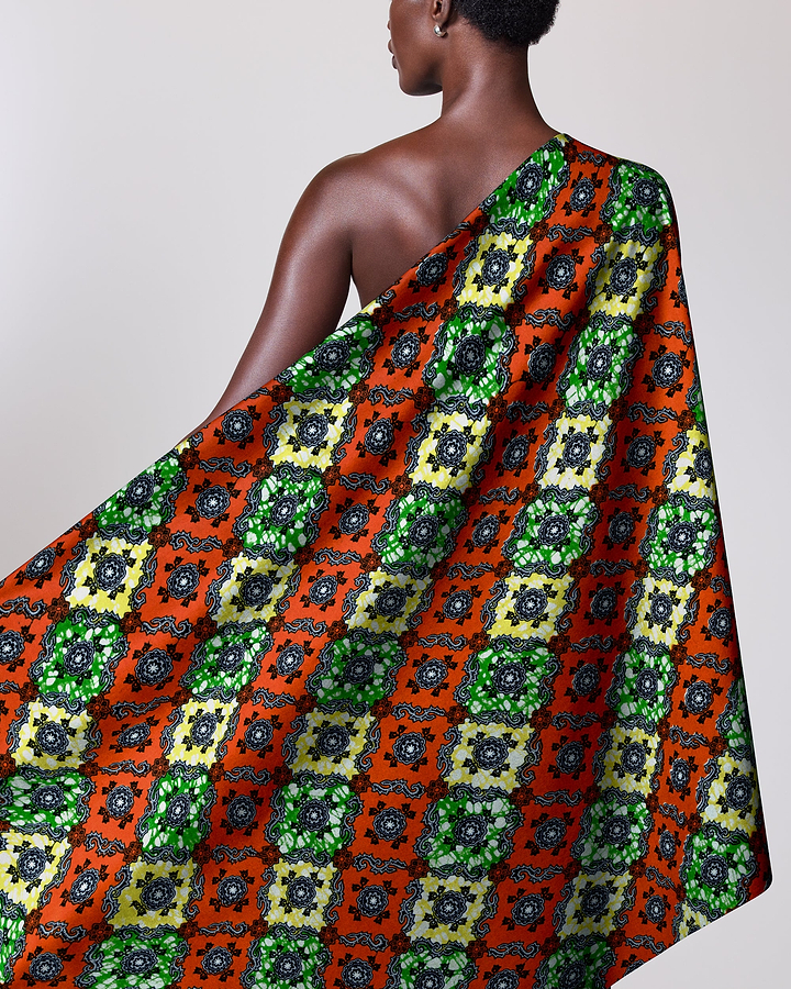 Vibrant orange green yellow geometric-patterned super-wax vl02789.270