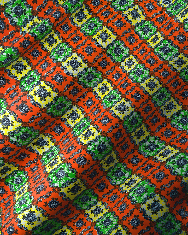 Vibrant orange green yellow patterned super-wax vl02789.270