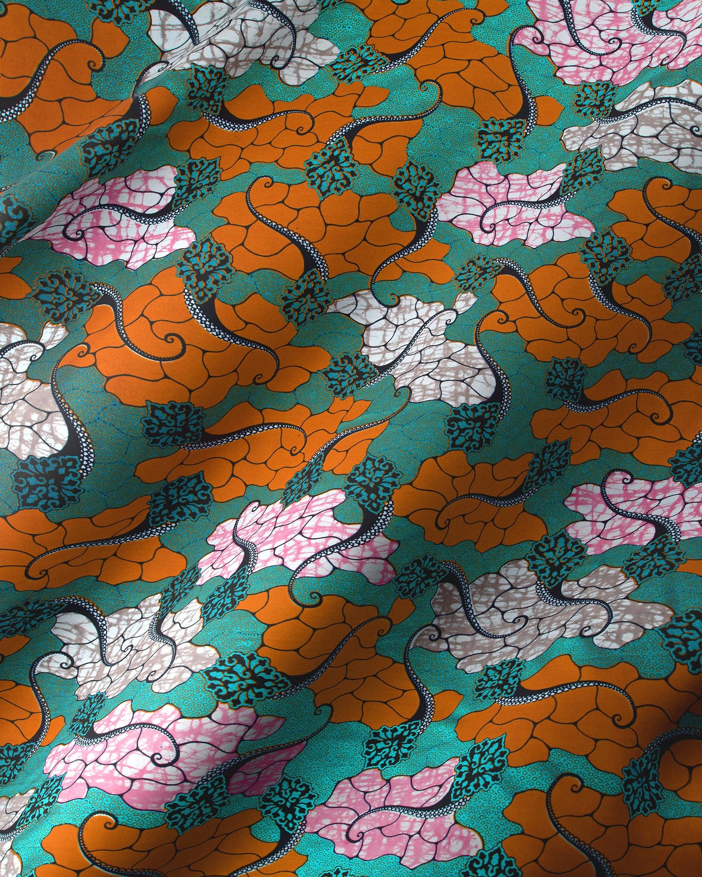 Vibrant teal fabric bold pattern super-wax vl02846.205