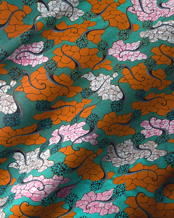 Vibrant teal fabric bold pattern super-wax vl02846.205