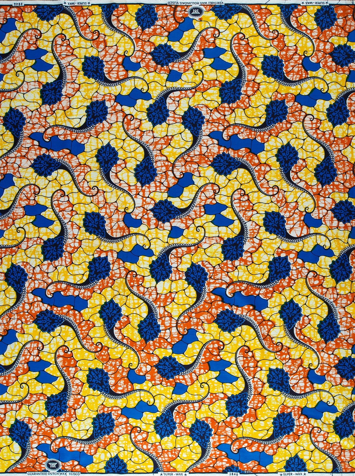 Vibrant yellow orange blue patterned super-wax vl02846.164