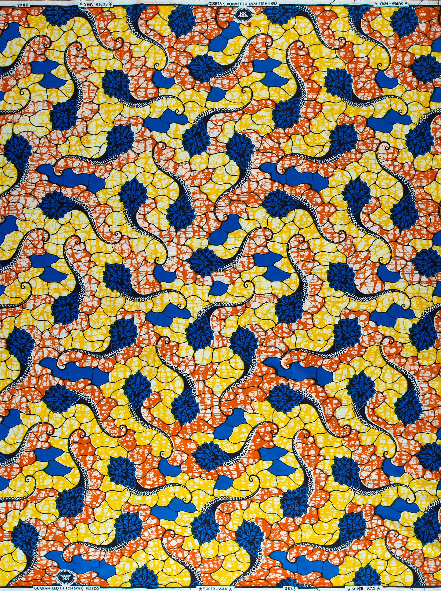 Vibrant yellow orange blue patterned super-wax vl02846.164