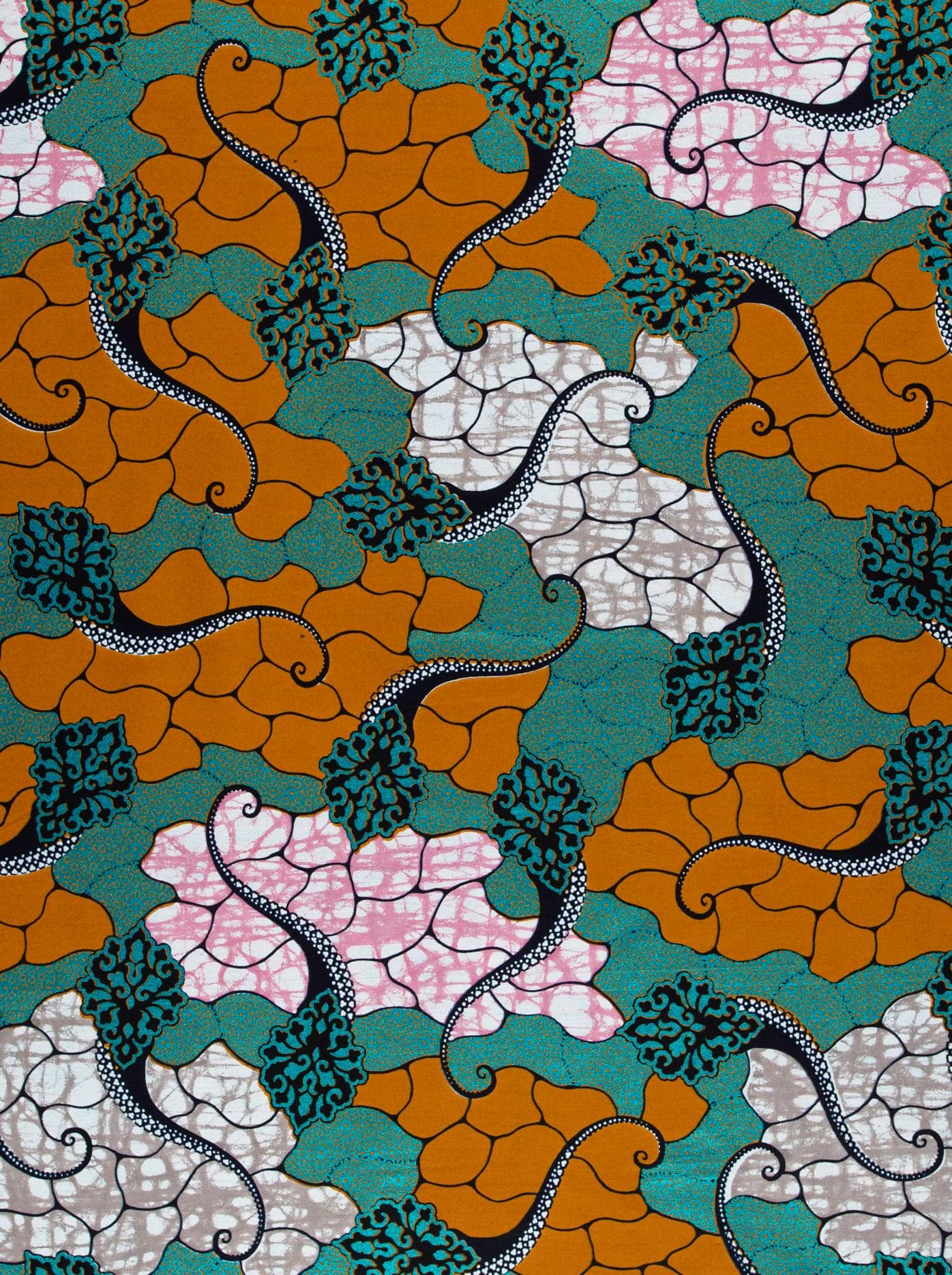 Vibrant african print fabric orange super-wax vl02846.205