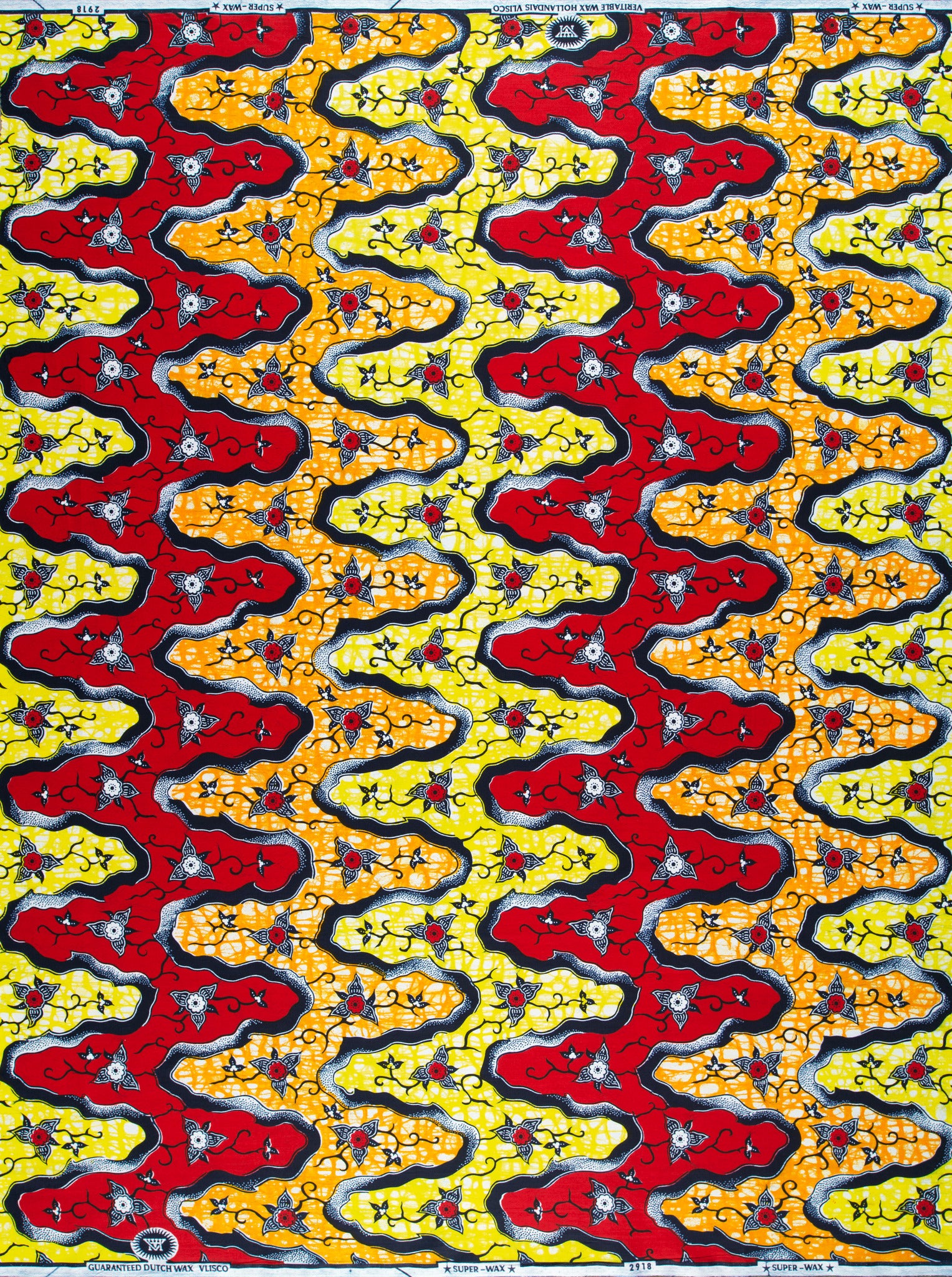 Vibrant red yellow african print super-wax vl02918.028