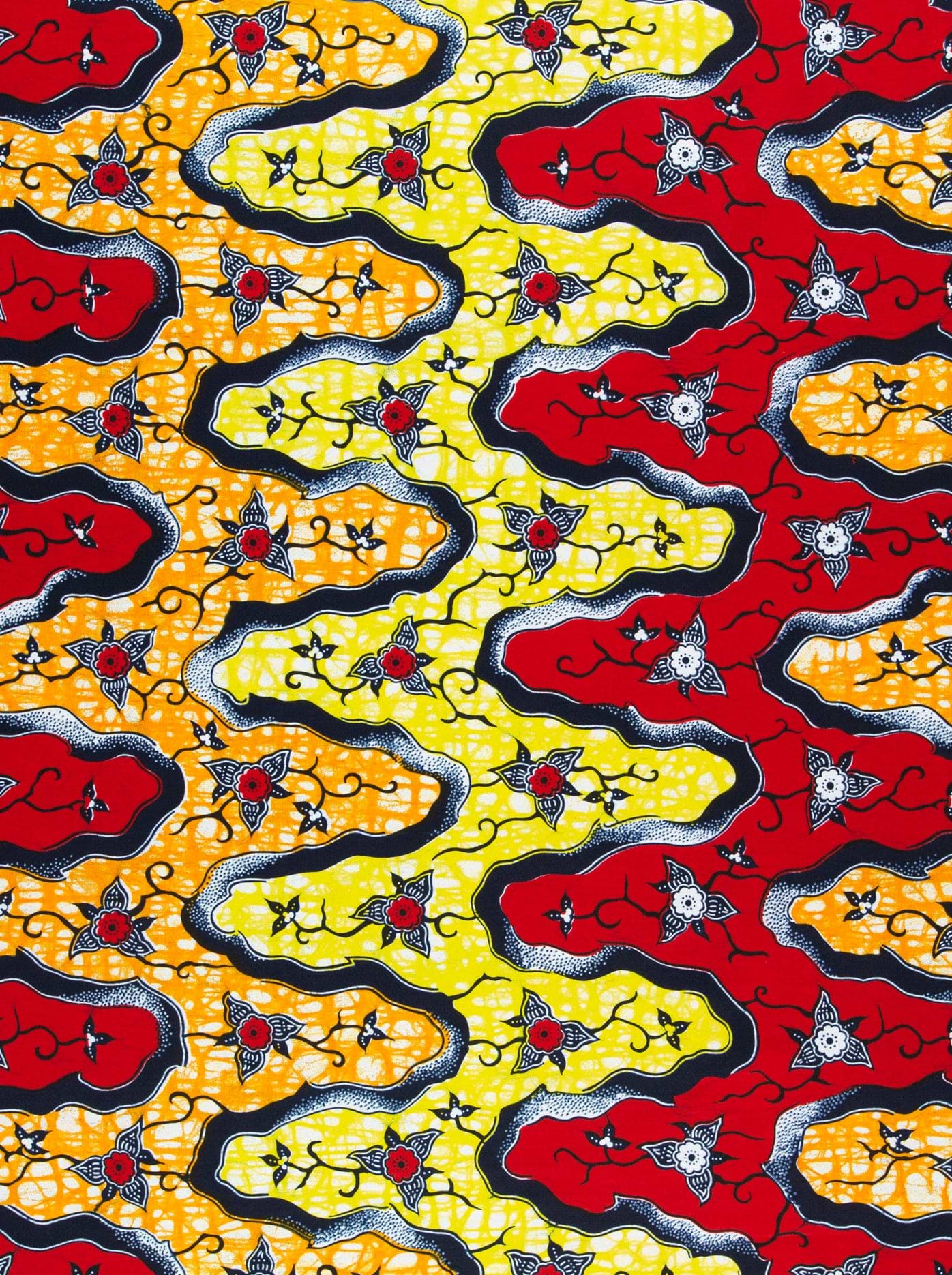 Vibrant red yellow african print super-wax vl02918.028
