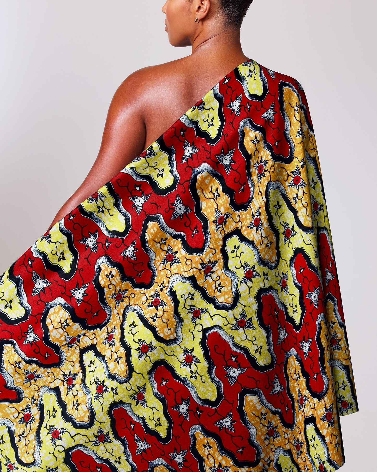 Vibrant one-shoulder wrap dress bold super-wax vl02918.028