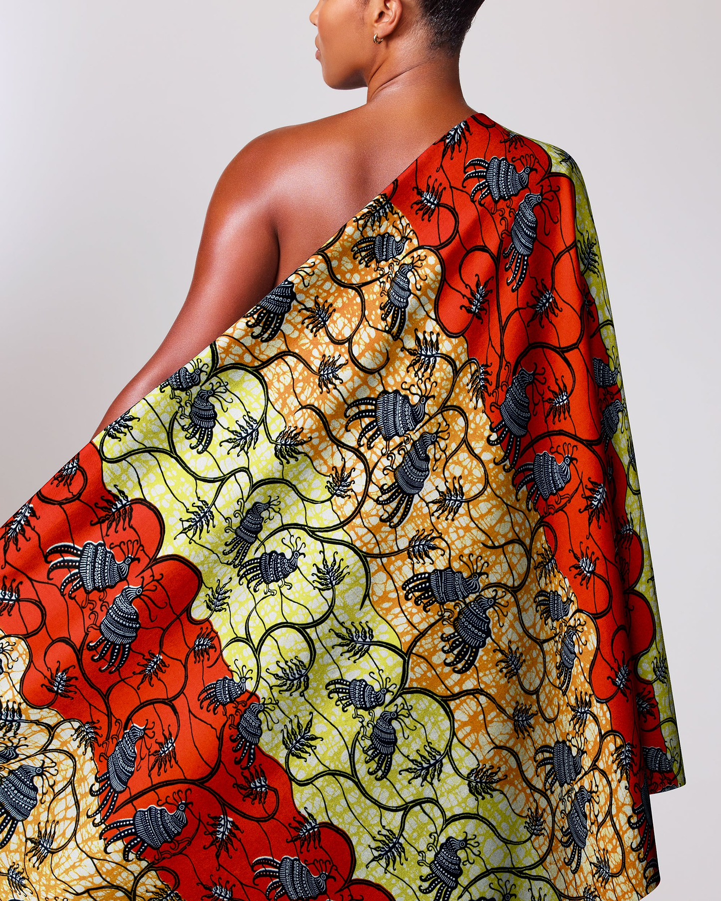 Vibrant one-shoulder wrap dress bold super-wax vl02919.077