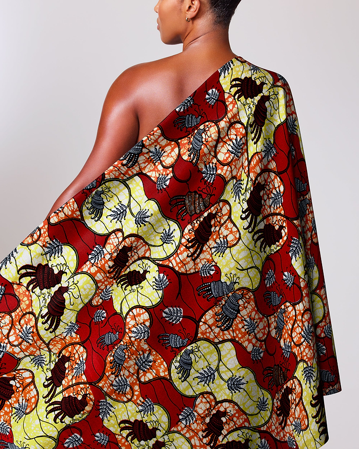 Vibrant red yellow black patterned super-wax vl02919.082