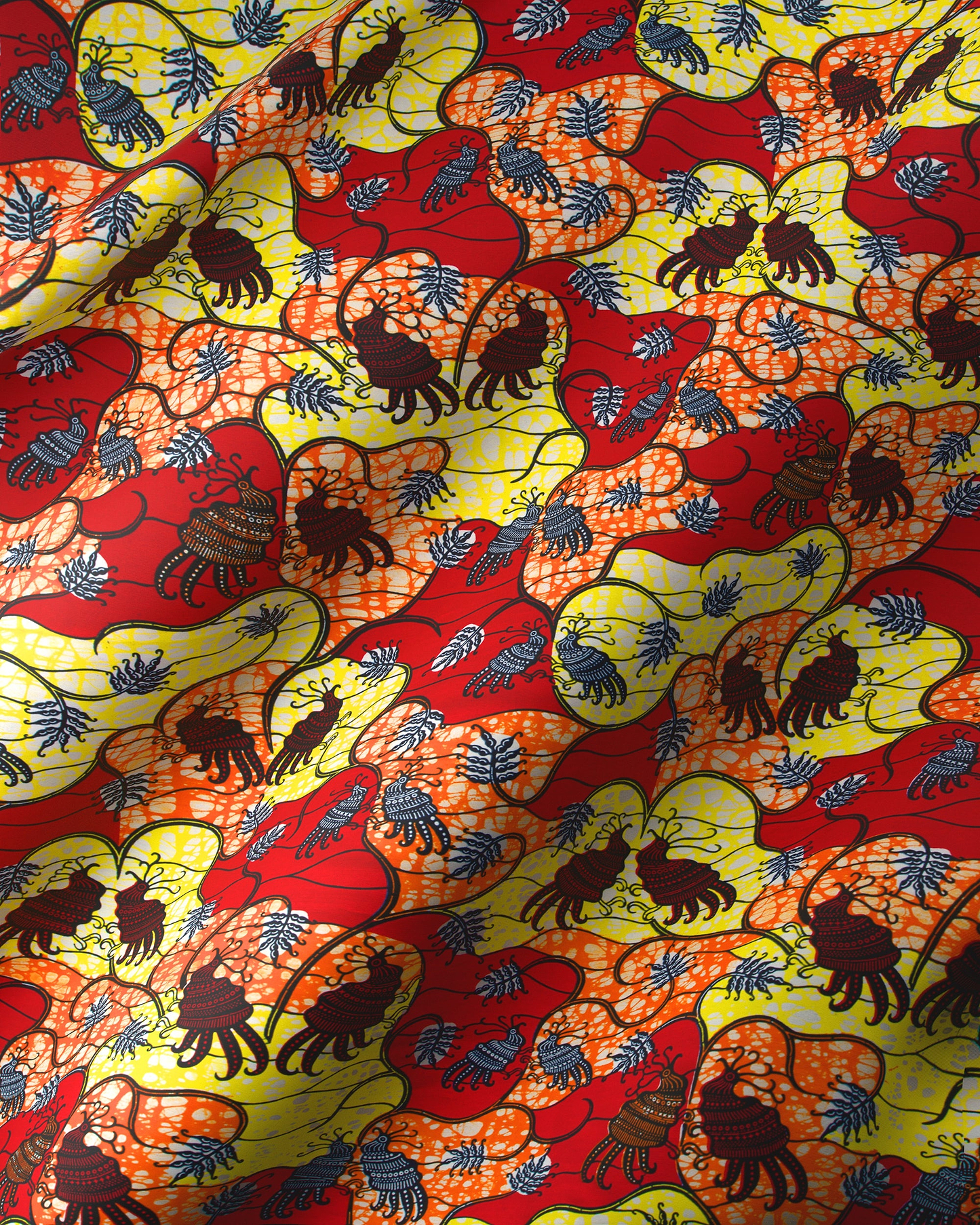 Vibrant red yellow african print super-wax vl02919.082