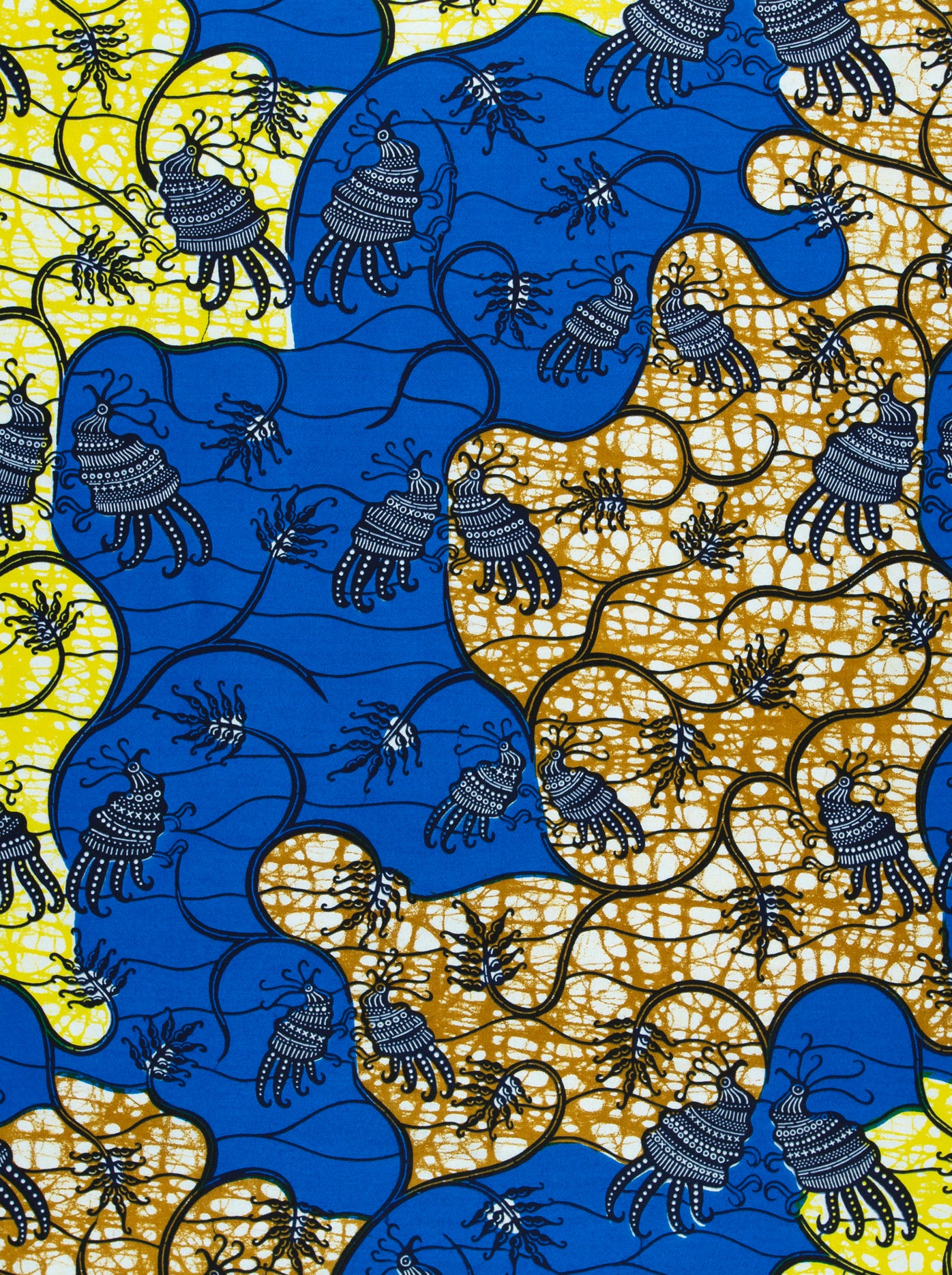 Vibrant blue yellow african print super-wax vl02919.086