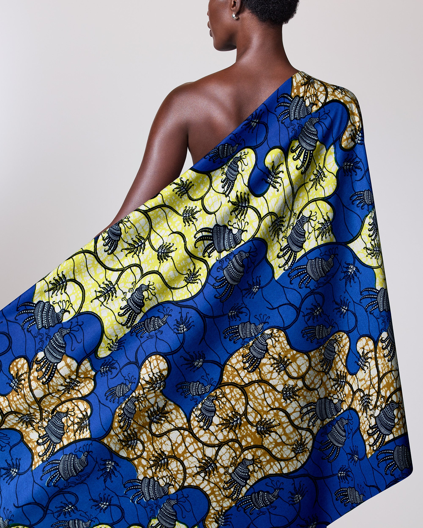 Vibrant blue yellow african print super-wax vl02919.086