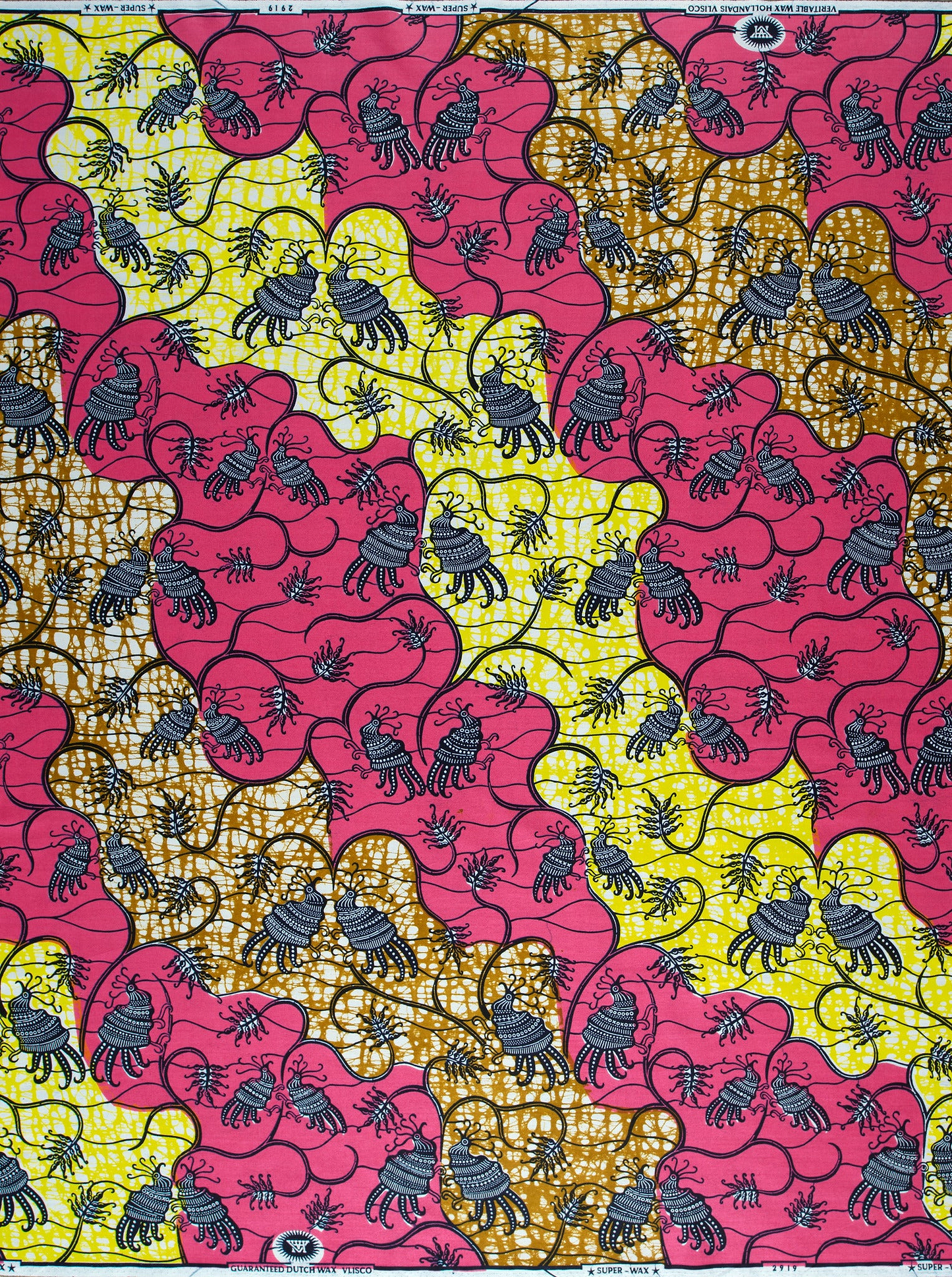 Vibrant pink yellow african print super-wax vl02919.090