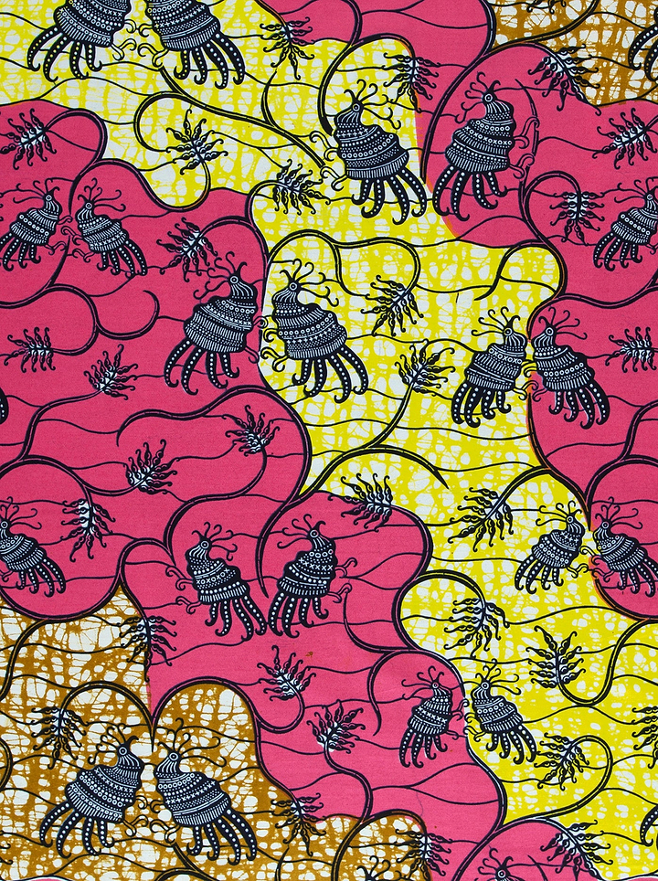 Vibrant pink yellow african print super-wax vl02919.090