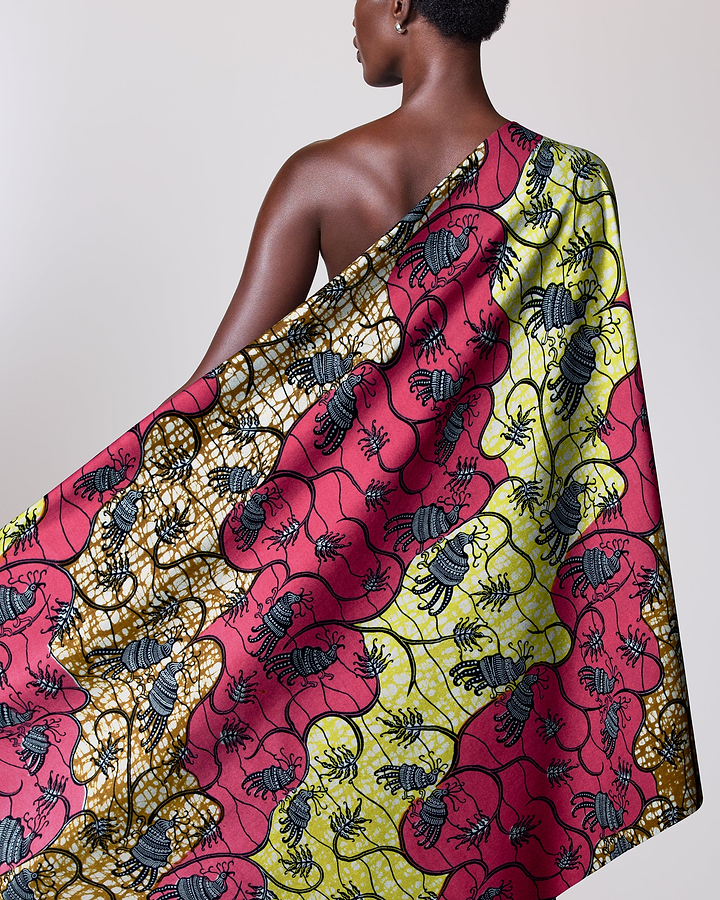 Vibrant one-shoulder wrap dress bold super-wax vl02919.090