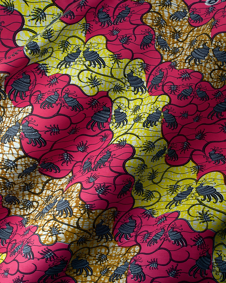 Vibrant pink yellow african print super-wax vl02919.090