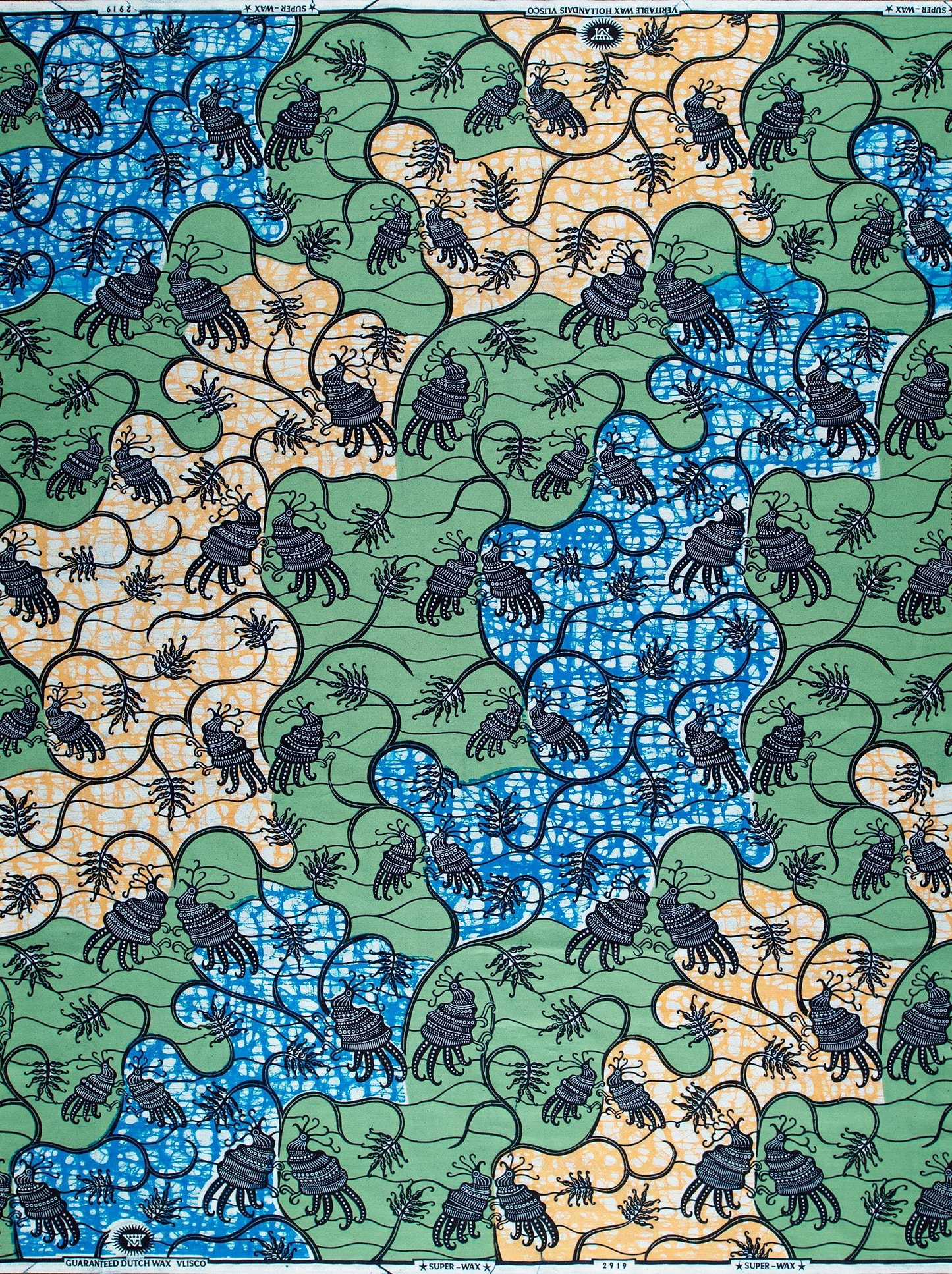 Vibrant african print fabric black super-wax vl02919.111