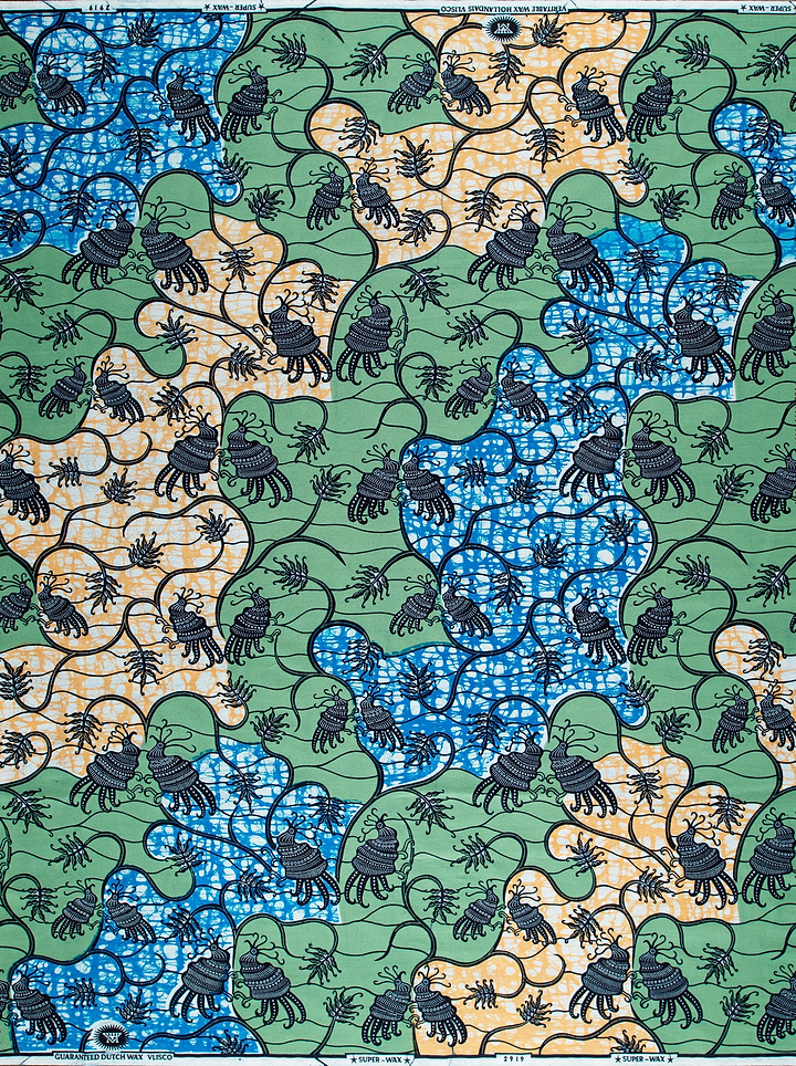 Vibrant african print fabric black super-wax vl02919.111