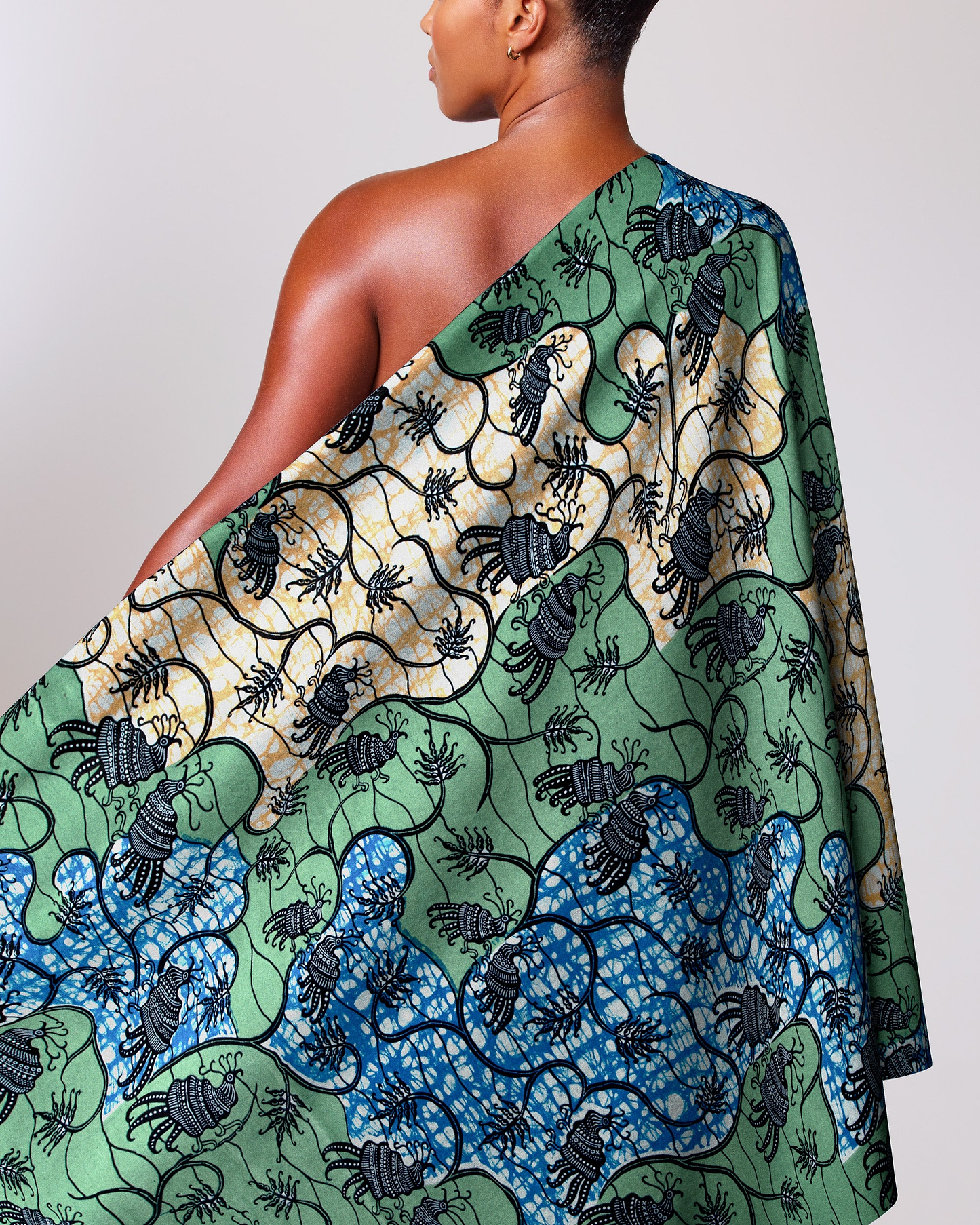 Vibrant green blue cream-colored one-shoulder super-wax vl02919.111
