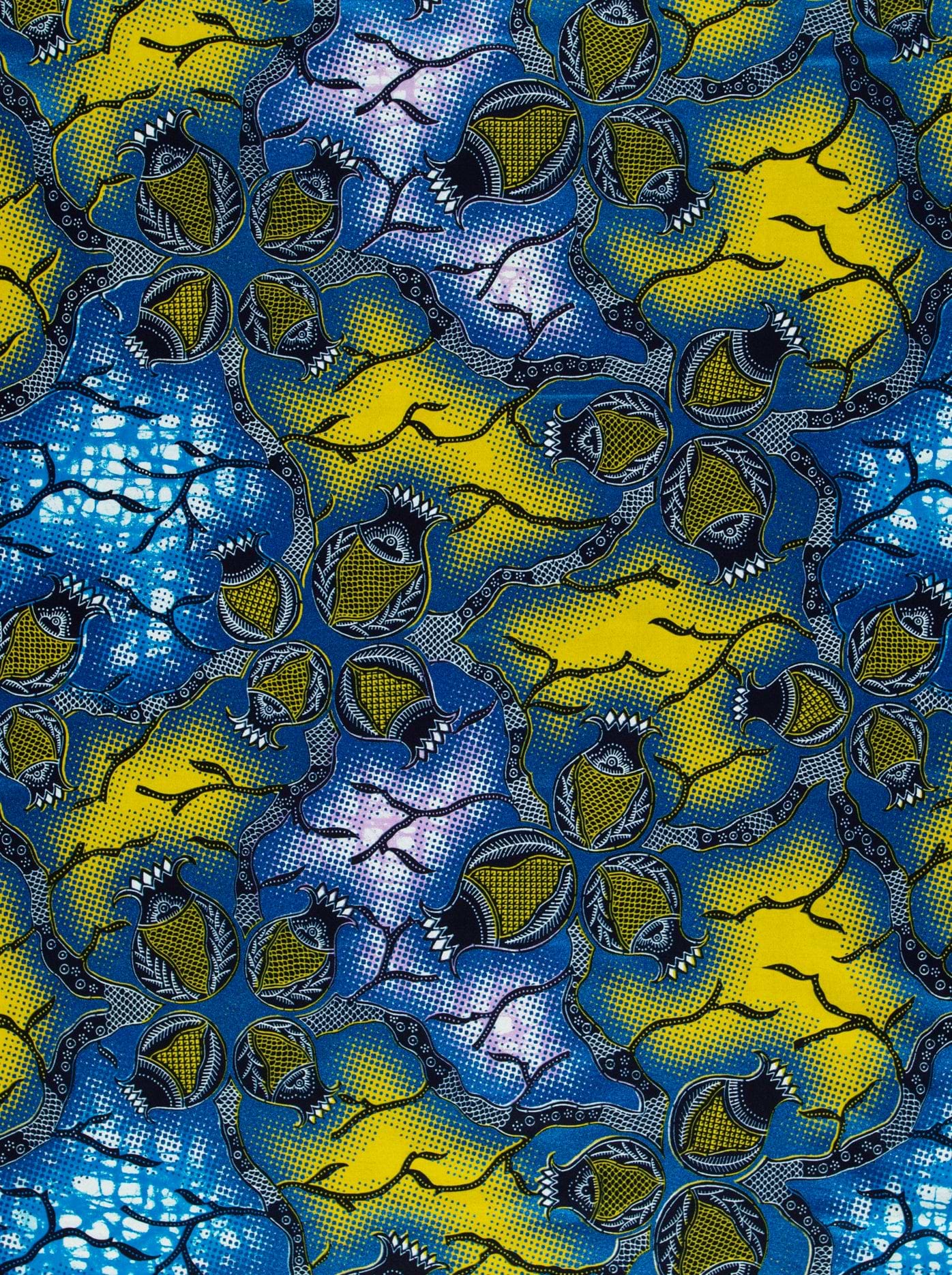 Vibrant blue yellow african print super-wax vl02921.396