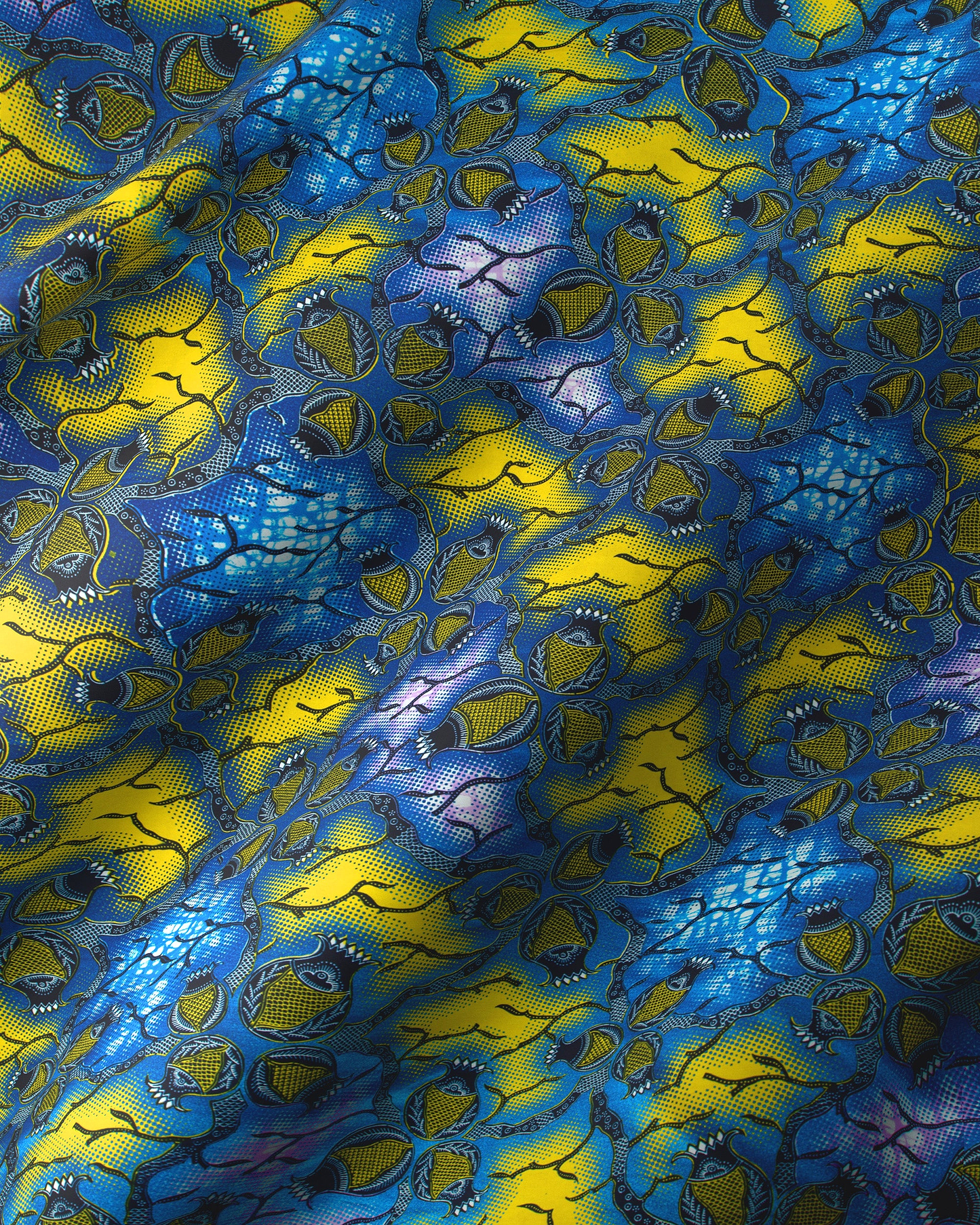 Vibrant blue yellow fabric pattern super-wax vl02921.396