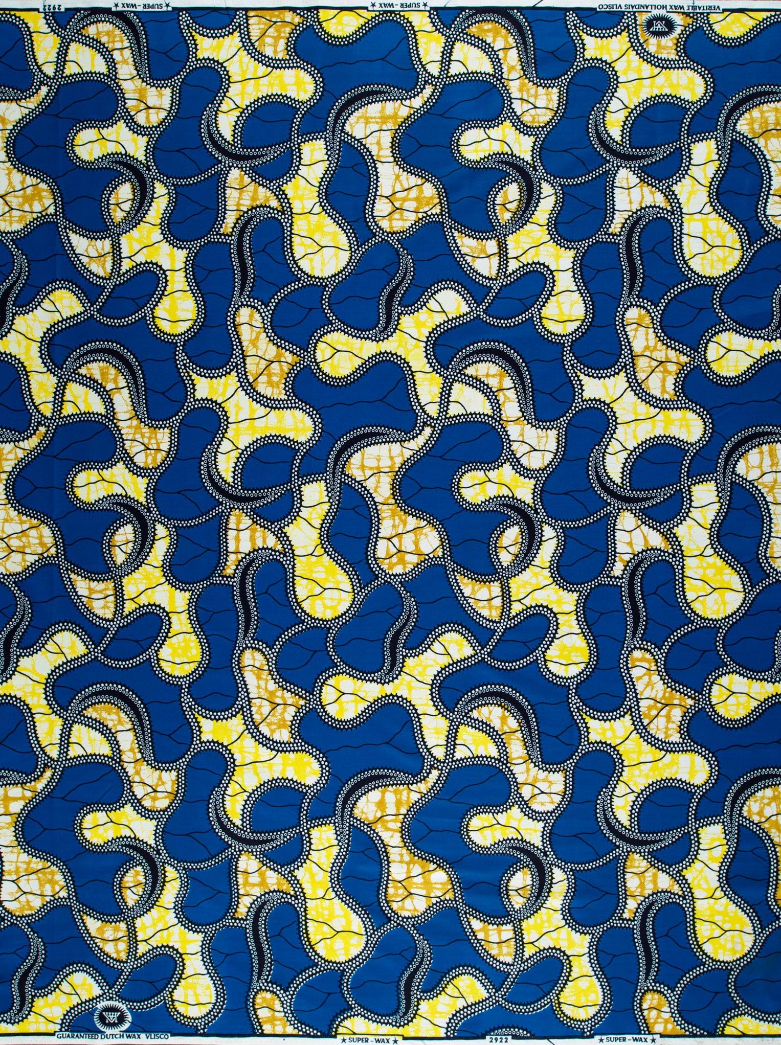 Vibrant blue yellow abstract patterned super-wax vl02922.253