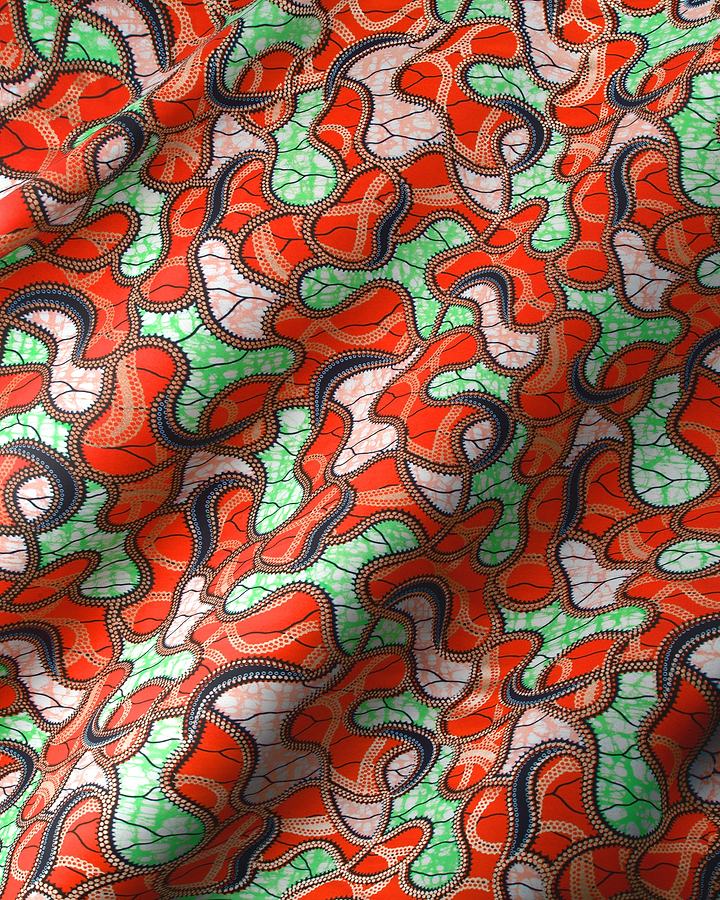 Vibrant red green cream-colored fabric super-wax vl02922.254