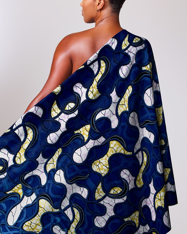 One-shoulder garment bold navy blue super-wax vl02922.255