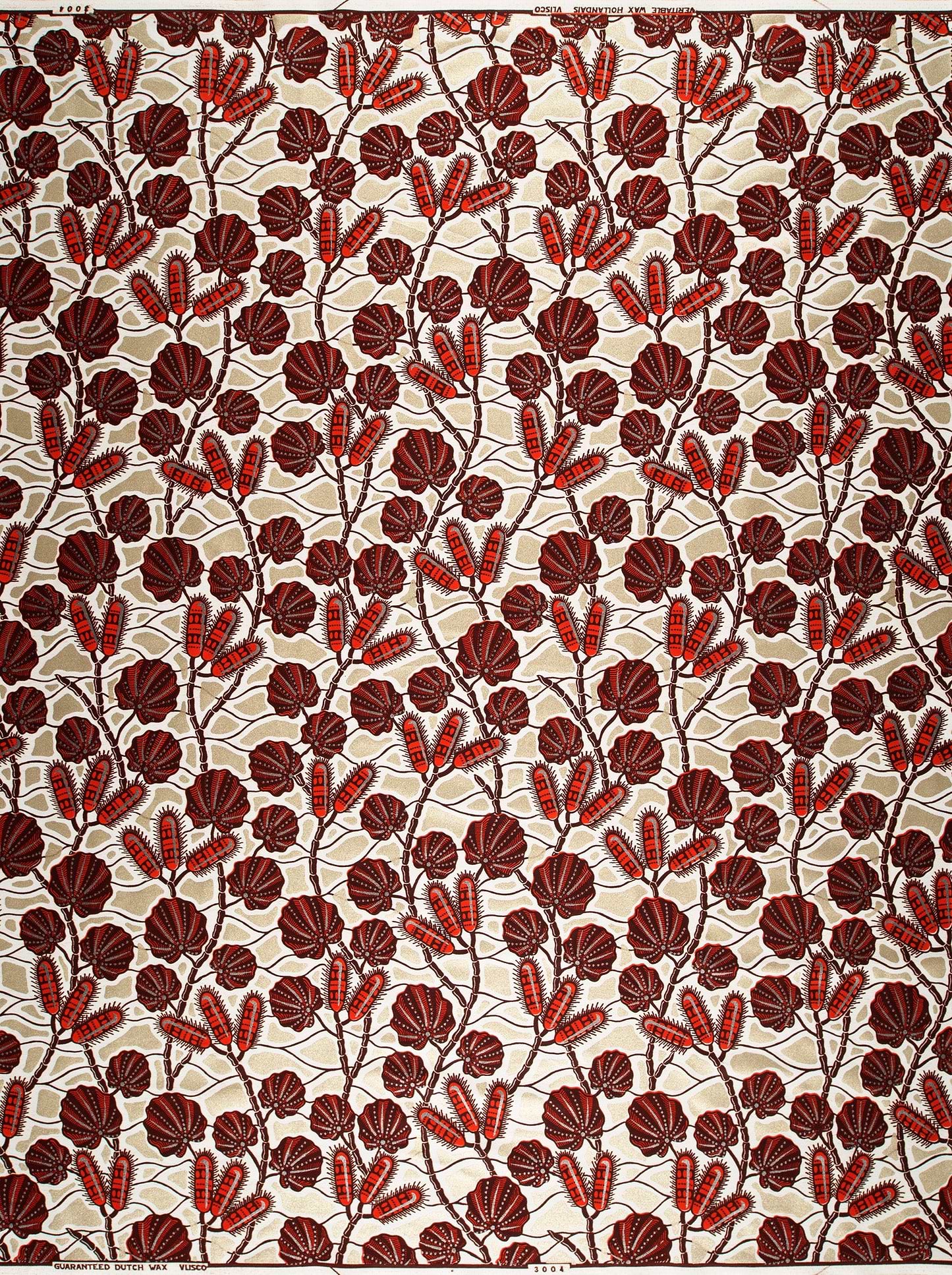 Beige fabric pattern dark red wax glitterglam vl03004.012
