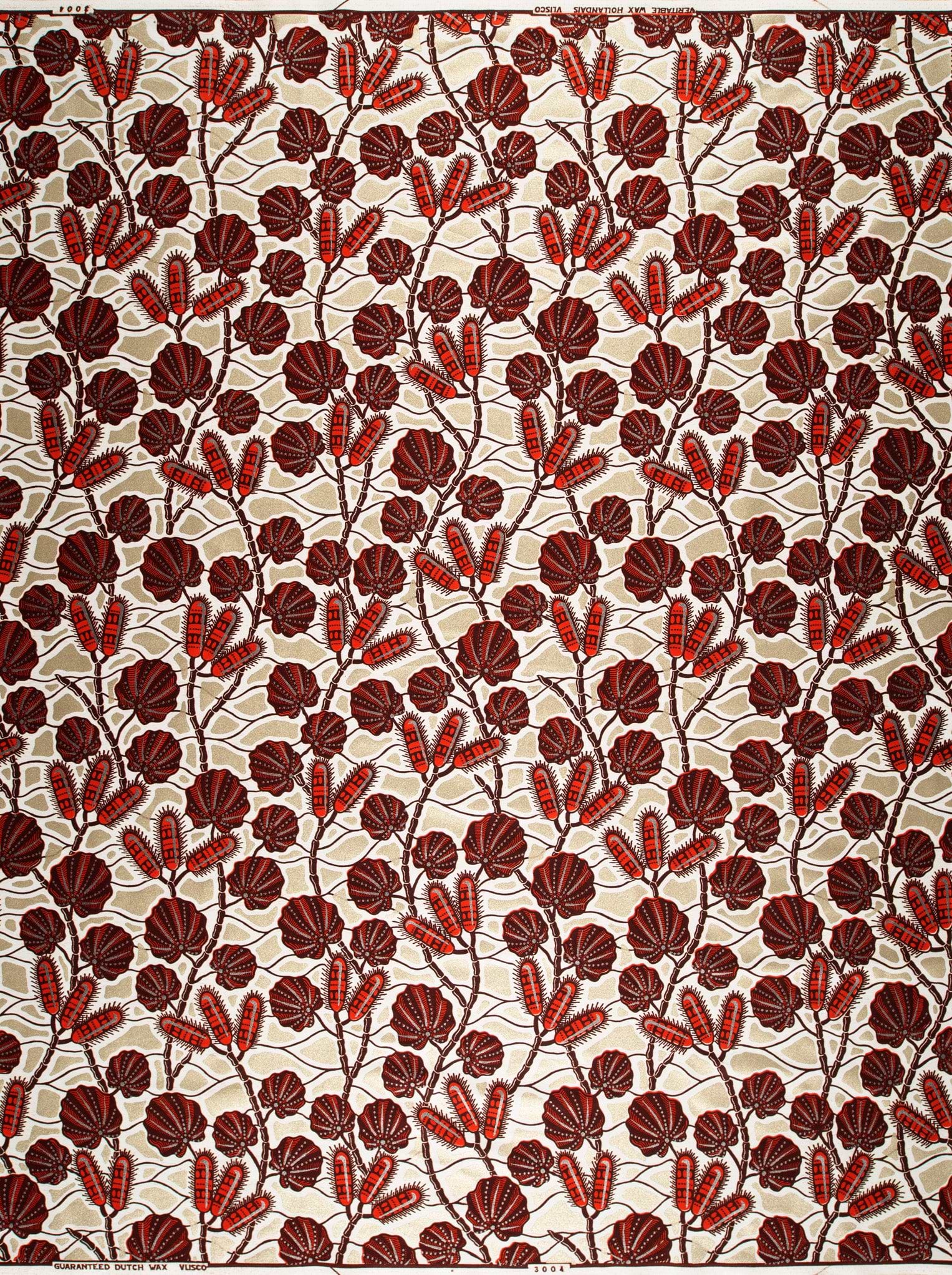 Beige fabric pattern dark red wax glitterglam vl03004.012