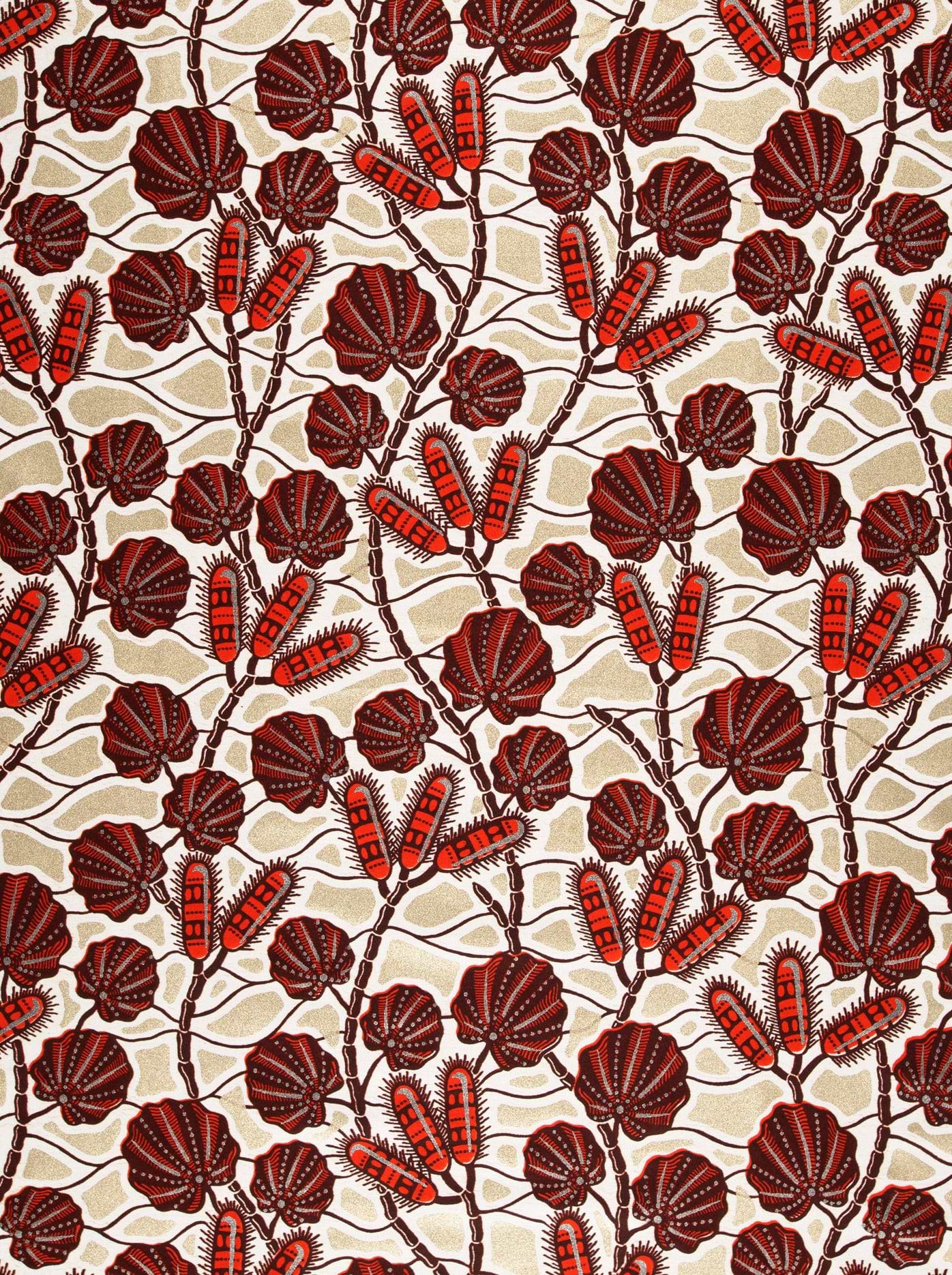 Beige fabric pattern dark red wax glitterglam vl03004.012