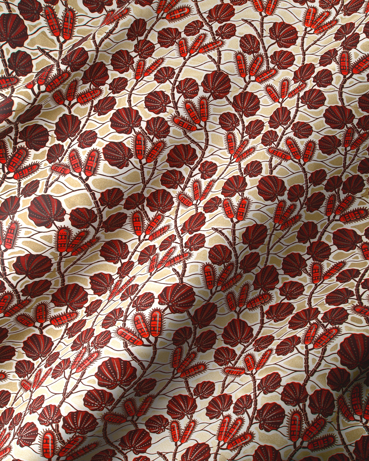 Beige fabric pattern dark red wax glitterglam vl03004.012
