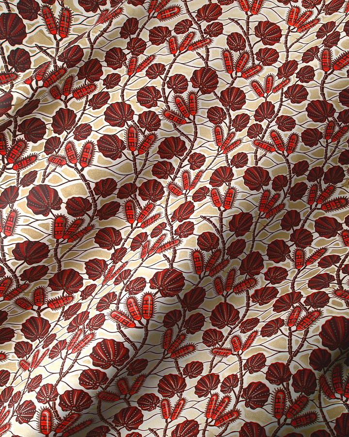 Beige fabric pattern dark red wax glitterglam vl03004.012
