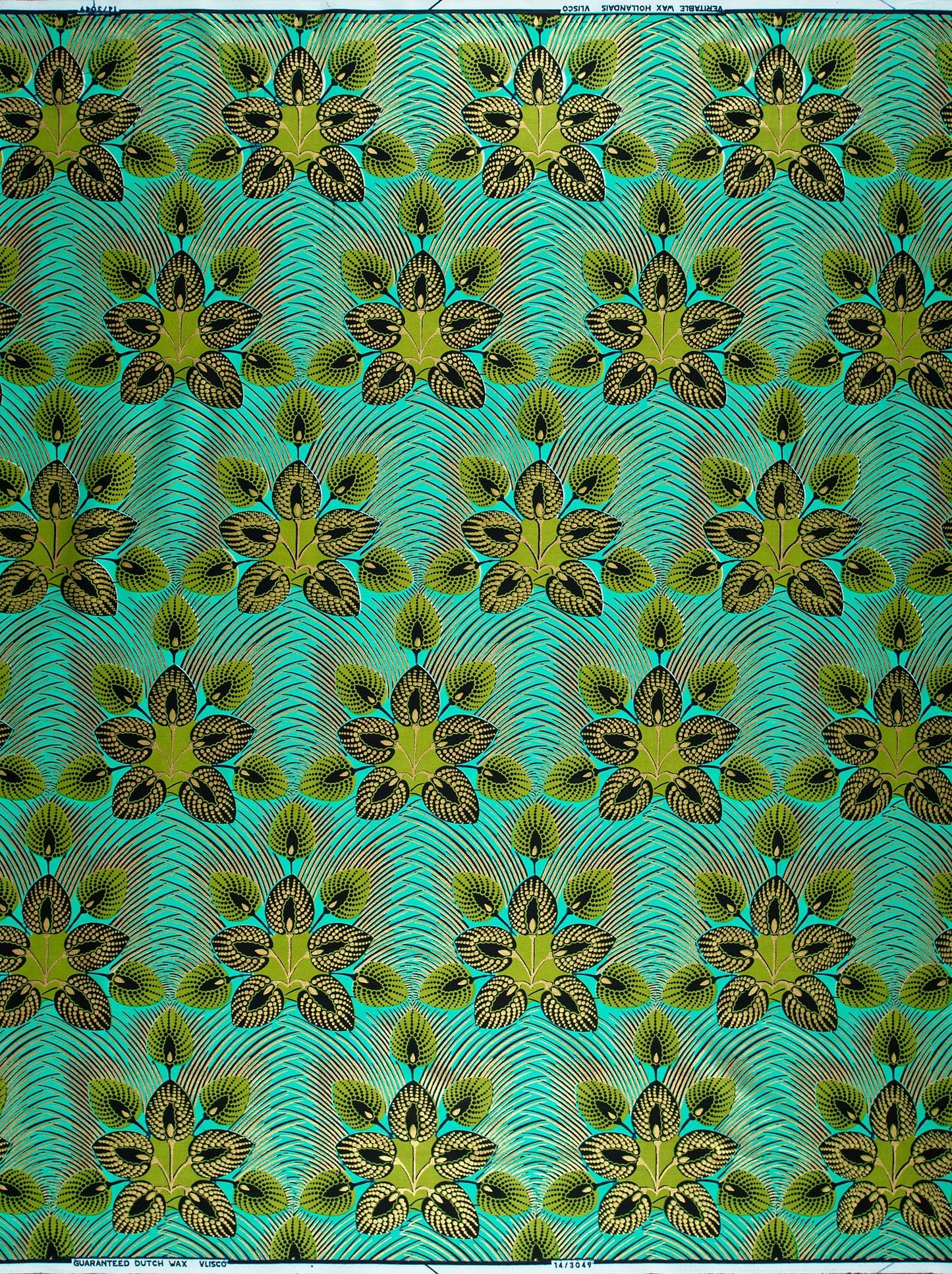 Vibrant turquoise fabric pattern stylized wax hollandais vl03049.016
