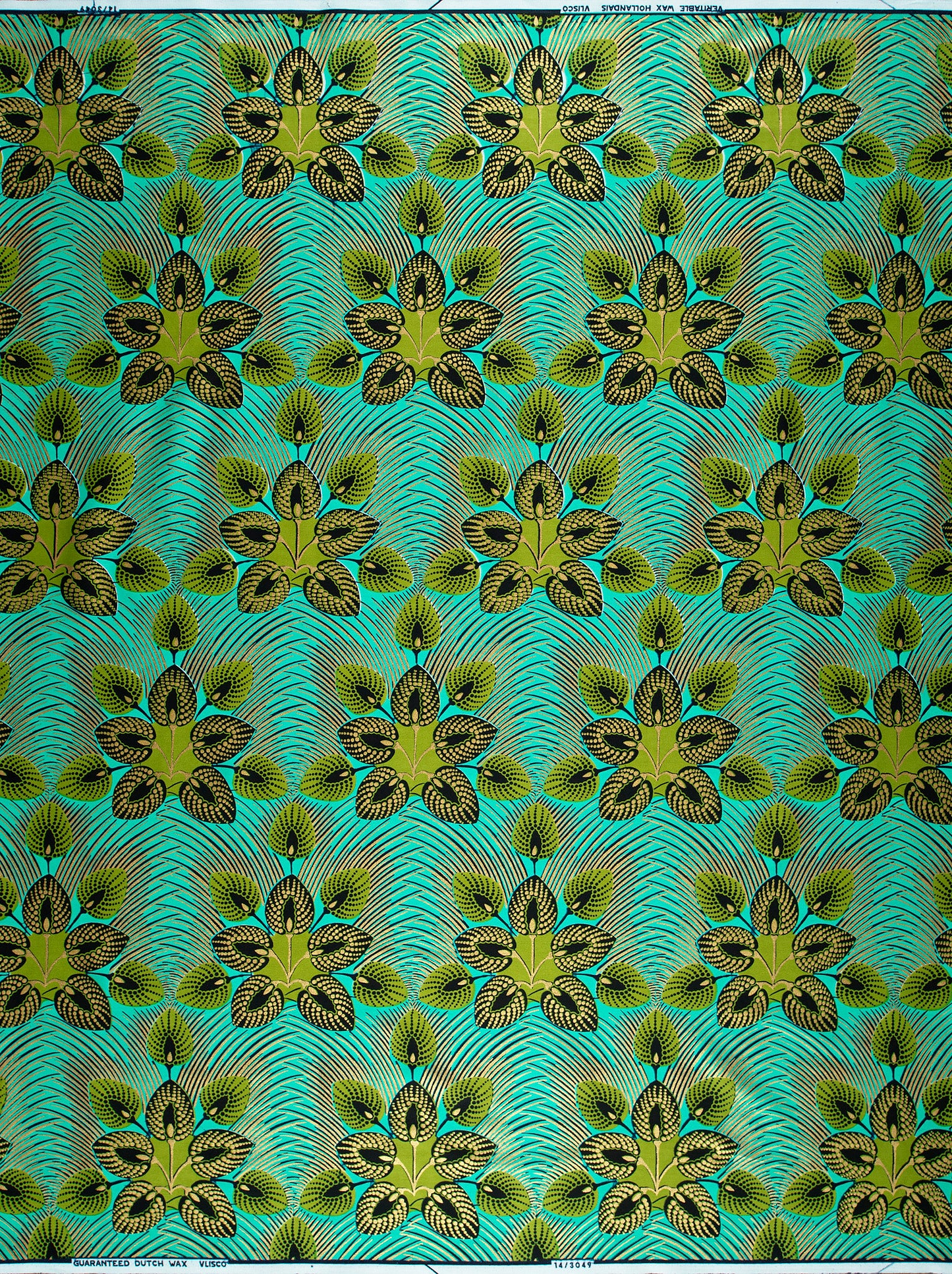 Vibrant turquoise fabric pattern stylized wax hollandais vl03049.016