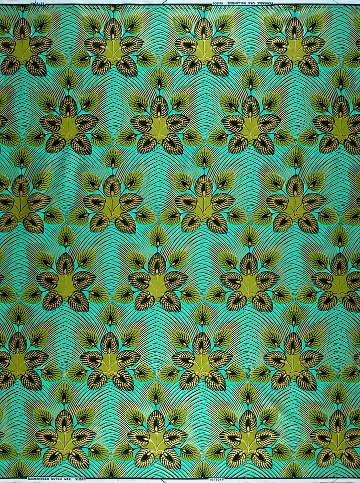 Vibrant turquoise fabric pattern stylized wax hollandais vl03049.016