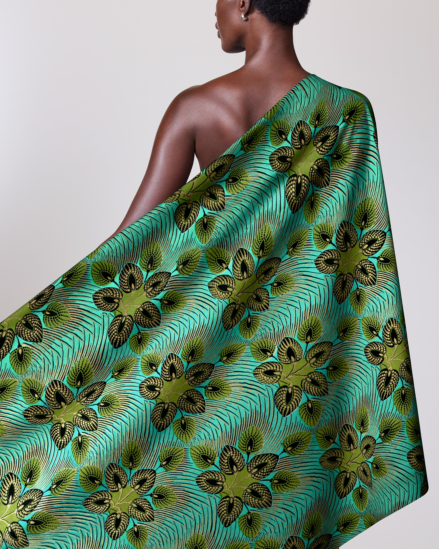 Vibrant teal green patterned fabric wax hollandais vl03049.016
