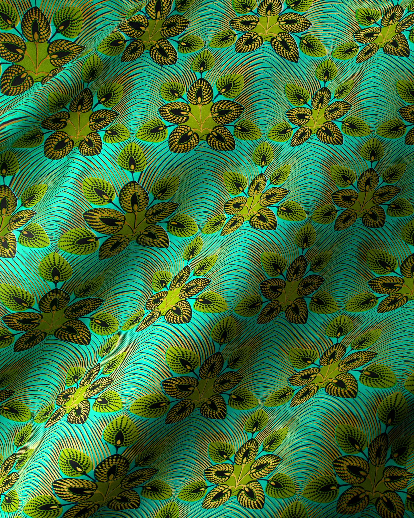 Vibrant teal fabric pattern stylized wax hollandais vl03049.016