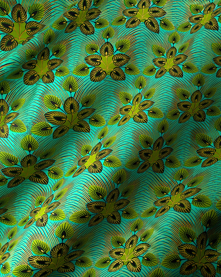 Vibrant teal fabric pattern stylized wax hollandais vl03049.016