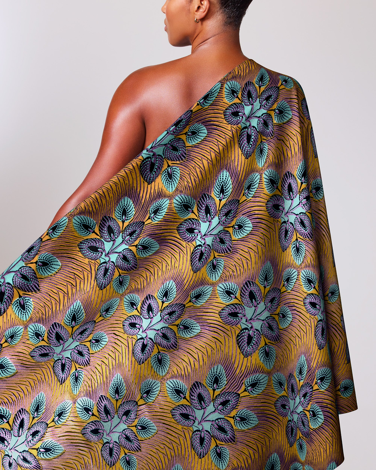 Vibrant one-shoulder dress made richly wax hollandais vl03049.017