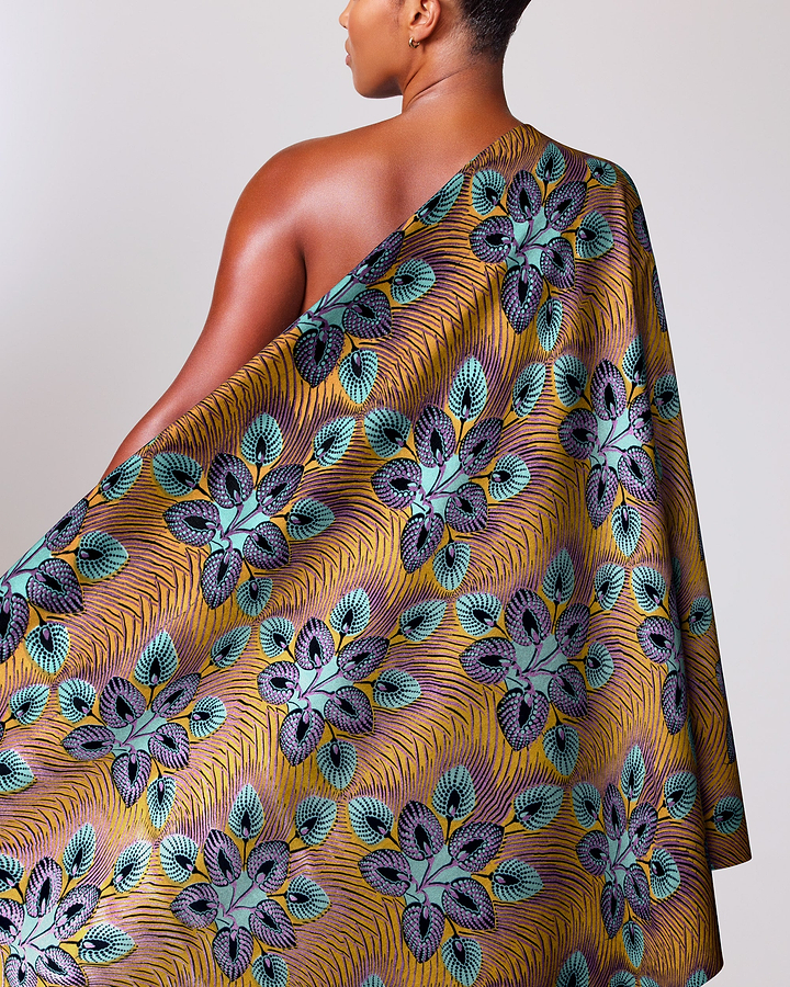 Vibrant one-shoulder dress made richly wax hollandais vl03049.017